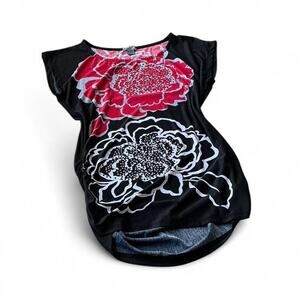 Vintage Poetry Black Floral Studded Scoop Neck Blouse – Size Small